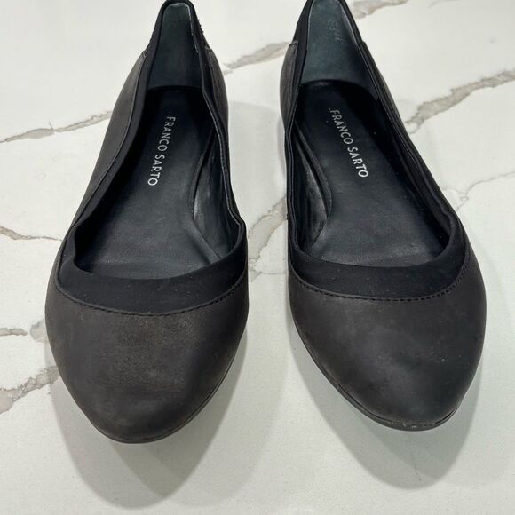 Franco Sarto | Women’s Coal Grey and Black Leather Caterina Ballet Flat Size 7.5 - Picture 2 of 9